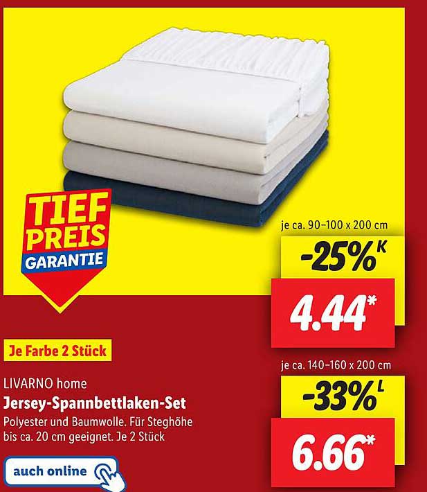 LIVARNO home Jersey-Spannbettlaken-Set