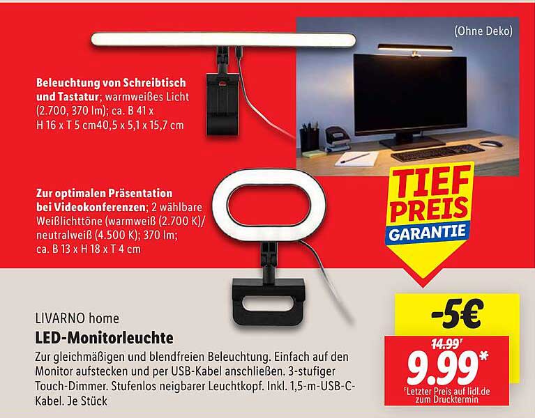 LIVARNO home LED-Monitorleuchte