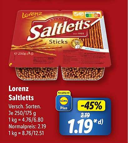Lorenz Saltletts Sticks - Verschiedene Sorten 250 g