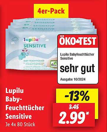 Lupilu Baby-Feuchttücher Sensitive 4er-Pack