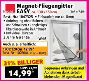 Magnet-Fliegengitter EASY ca. 130 x 150 cm