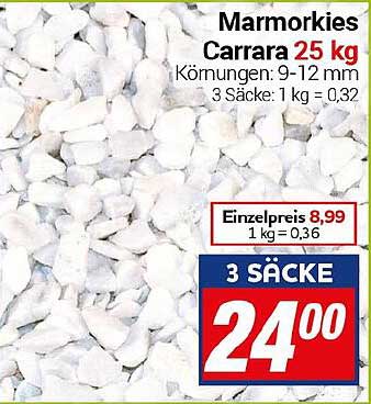 Marmorkies Carrara 25 kg - Hochwertige Dekoration für Garten und Balkon