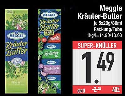 Meggle Kräuter-Butter je 5x20g/80ml Packung/Tube