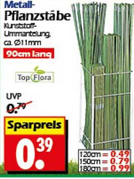 Metall-Pflanzstäbe Kunststoff-Ummantelung, ca. Ø11mm, 90cm lang