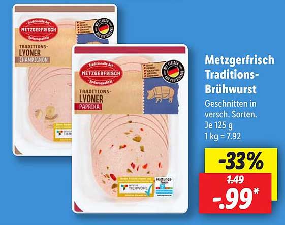 Metzgerfrisch Traditions-Brühwurst - 125 g