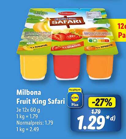 Milbona Fruit King Safari 12 x 60 g