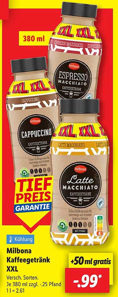 Milbona Kaffeegetränk XXL - Verschiedene Sorten