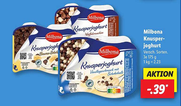 Milbona Knusperjoghurt – Verschiedene Sorten 175 g