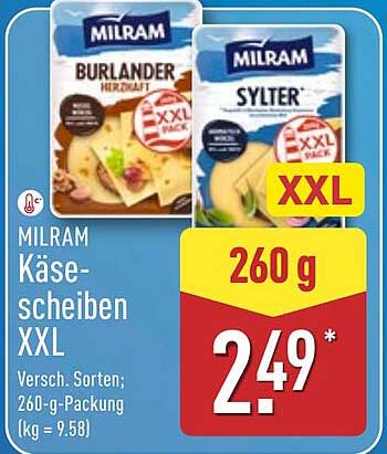 MILRAM Käse-Scheiben XXL in verschiedenen Sorten