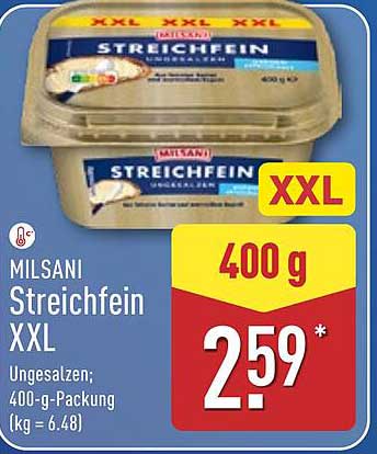 MILSAN Streichfein XXL - Ungesalzen, 400-g-Packung