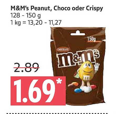 M&M's Peanut, Choco oder Crispy 128 - 150 g