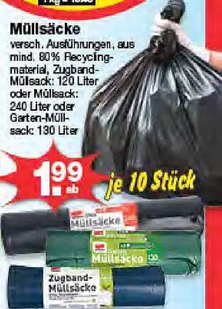 Müllsäcke - verschiedene Ausführungen, aus mindestens 80% Recyclingmaterial