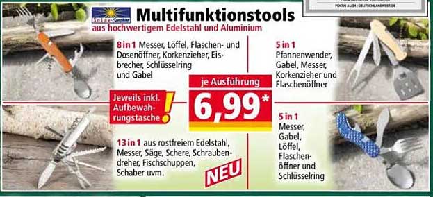 Multifunktionsstools aus hochwertigem Edelstahl und Aluminium