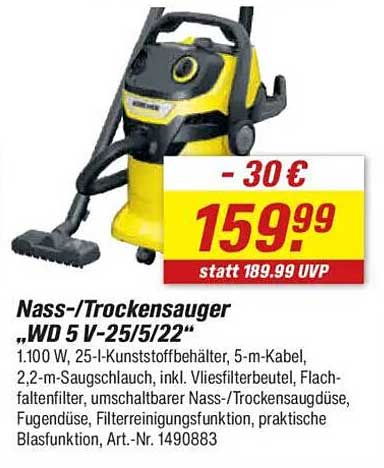 Nass-/Trockensauger ‚WD 5 V-25/5/22‘