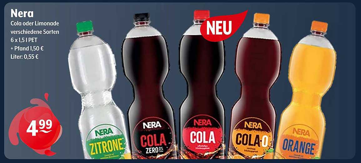Nera Cola oder Limonade verschiedene Sorten 6 x 1,5 L PET