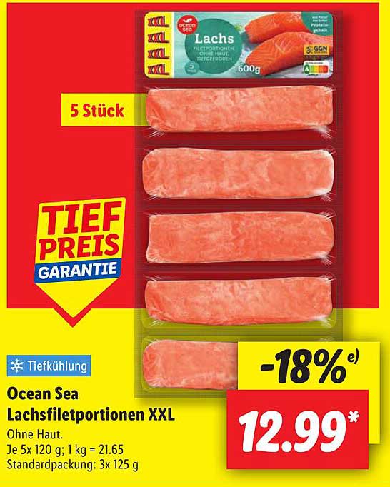 Ocean Sea Lachsfiletportionen XXL 600g (5 Stück)