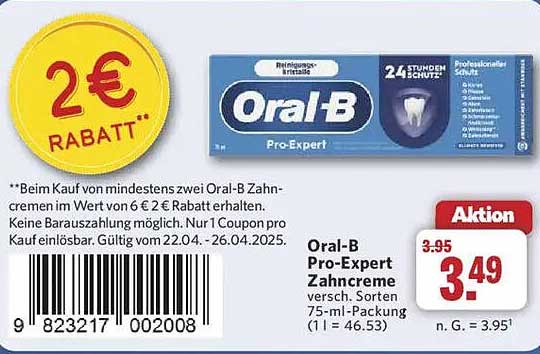 Oral-B Pro-Expert Zahnpasta 75 ml – Aktion mit Rabatt