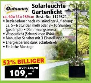 Outsunny Solarleuchte Gartenlicht