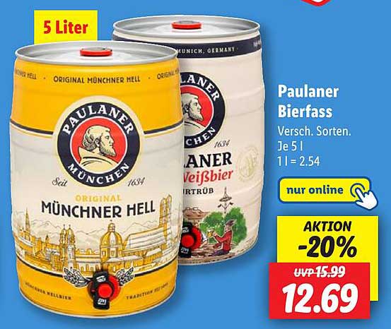Paulaner Bierfass - 5 Liter für nur 12,69 €