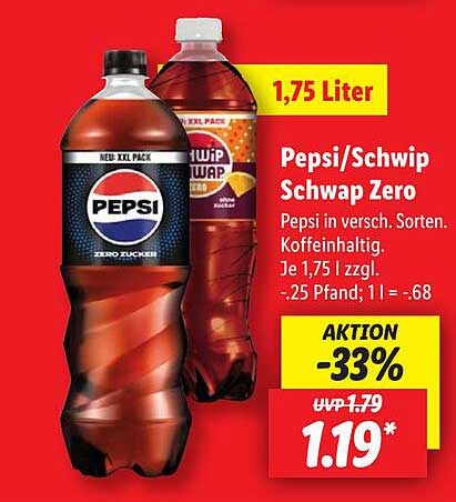 Pepsi/Schwip Schwap Zero 1,75 Liter