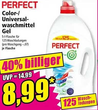 PERFECT Color-/Universalwaschmittel Gel 5 l – 125 Waschladungen