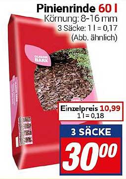 Pinienrinde 60 l - 3 Säcke für 30,00 €