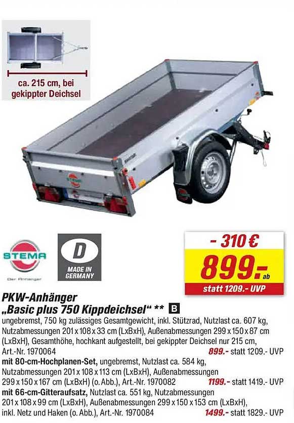 PKW-Anhänger „Basic plus 750 Kippdeichsel“