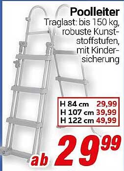 Poolleiter - Traglast: bis 150 kg, robuste Kunststoffstufen, mit Kindersicherung