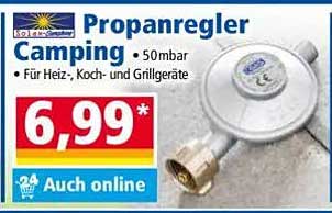 Propanregler Camping - 50mbar für Heiz-, Koch- und Grillgeräte