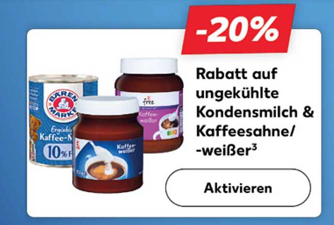 Rabatt auf ungekühlte Kondensmilch & Kaffeesahne/-weißer