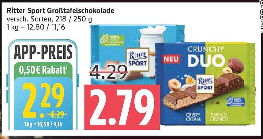 Ritter Sport Großtafel-Schokolade, verschiedene Sorten, 250 g