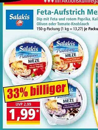 Salakis Feta-Aufstrich Meze - 150 g Packung, 33% rabattiert