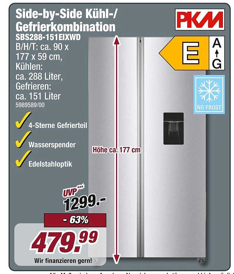 Side-by-Side Kühl-/Gefrierkombination SBS288-151EIXWD