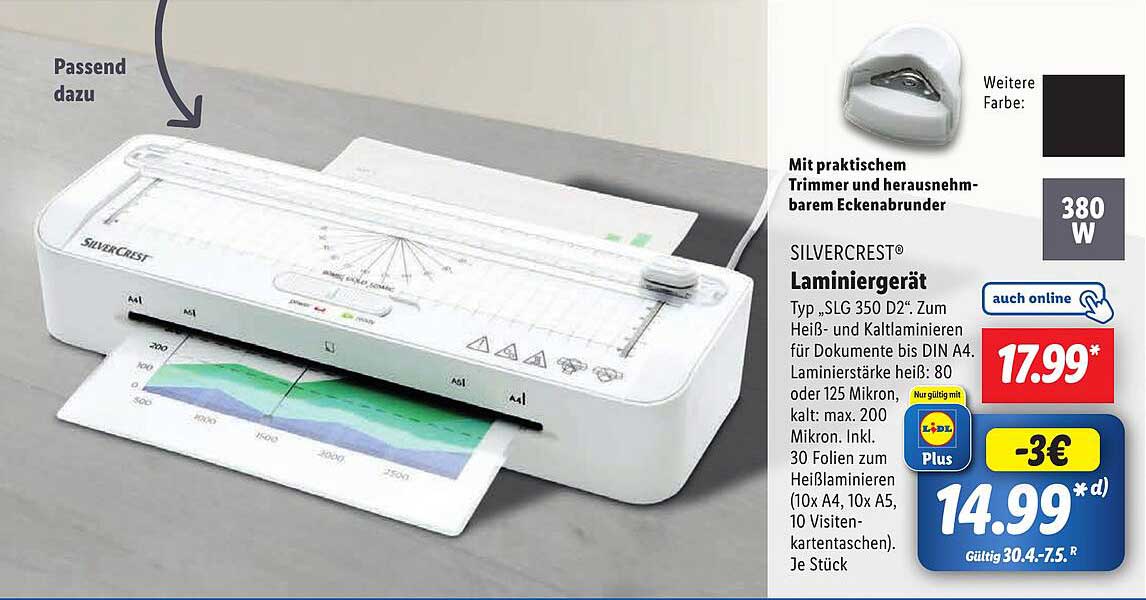 SILVERCREST® Laminiergerät SLG 350 D2