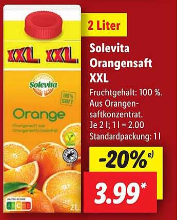 Solevita Orangensaft XXL 2 Liter