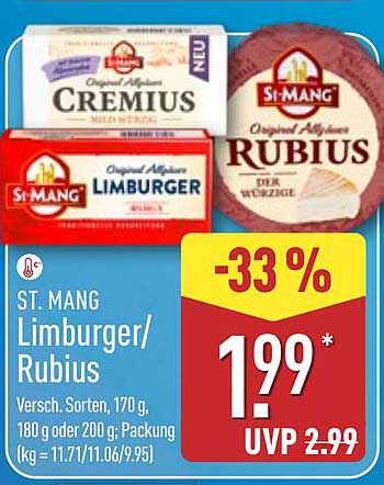 St. Mang Limburger/Rubius 170g/180g