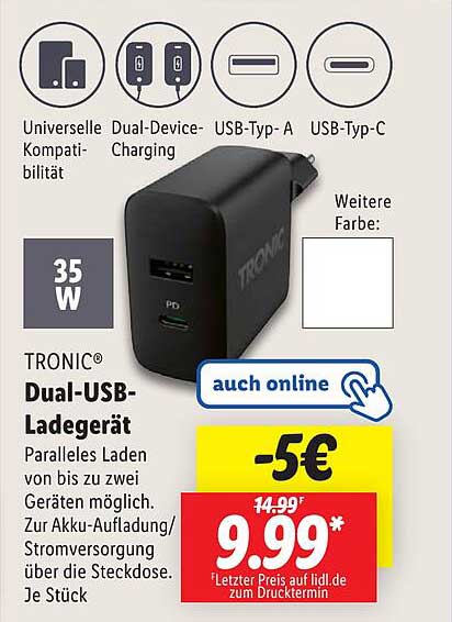 TRONIC® Dual-USB-Ladegerät