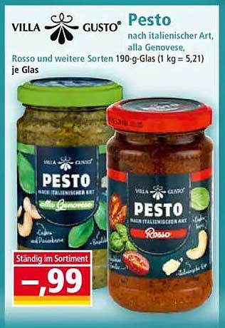 Villa Gusto Pesto in verschiedenen Sorten