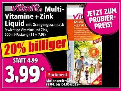 VitaFit Multi-Vitamine + Zink Liquid mit Orangengeschmack