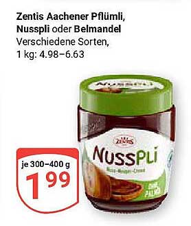 Zentis Aachener Pflümli, Nusspli oder Belmandel, 300-400 g