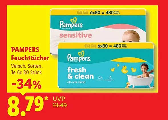 PAMPERS Feuchttücher Versch. Sorten. Je 6x 80 Stück