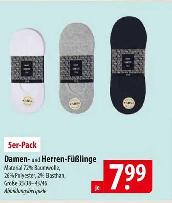 5er-Pack Damen- und Herren-Füßlinge