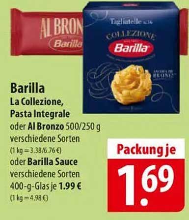 Barilla La Collezione oder Al Bronzo Pasta unterschiedliche Sorten