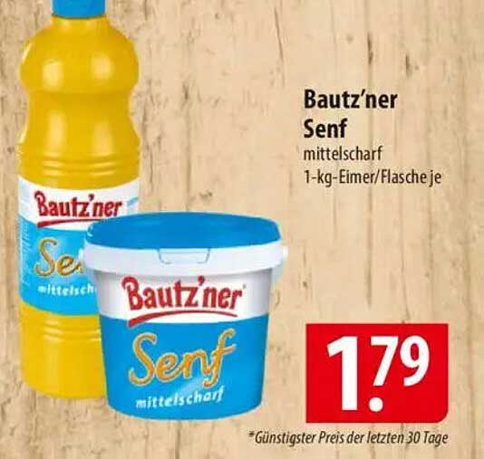 Baut'zner Senf mittelscharf 1-kg-Eimer/Flasche je