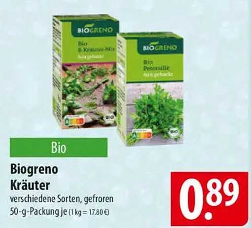 Biogreno Kräuter - verschiedene Sorten, gefroren