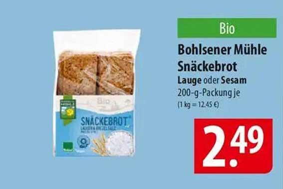 Bohlsener Mühle Snackebrot Lauge oder Sesam 200-g-Packung
