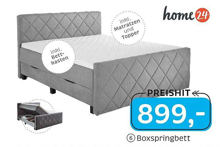 Boxspringbett mit Matratzen und Topper