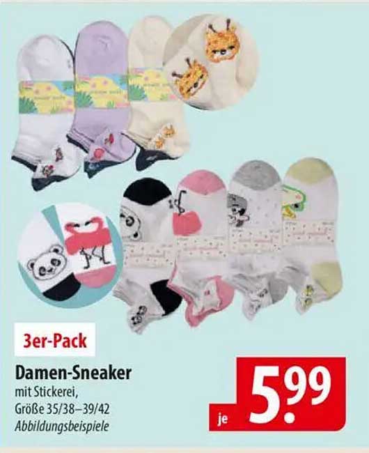 Damen-Sneaker 3er-Pack mit Stickerei