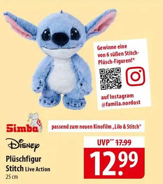 Disney Plüschfigur Stitch Live Action 25 cm