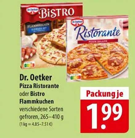 Dr. Oetker Pizza Ristorante oder Bistro Flammkuchen verschiedene Sorten